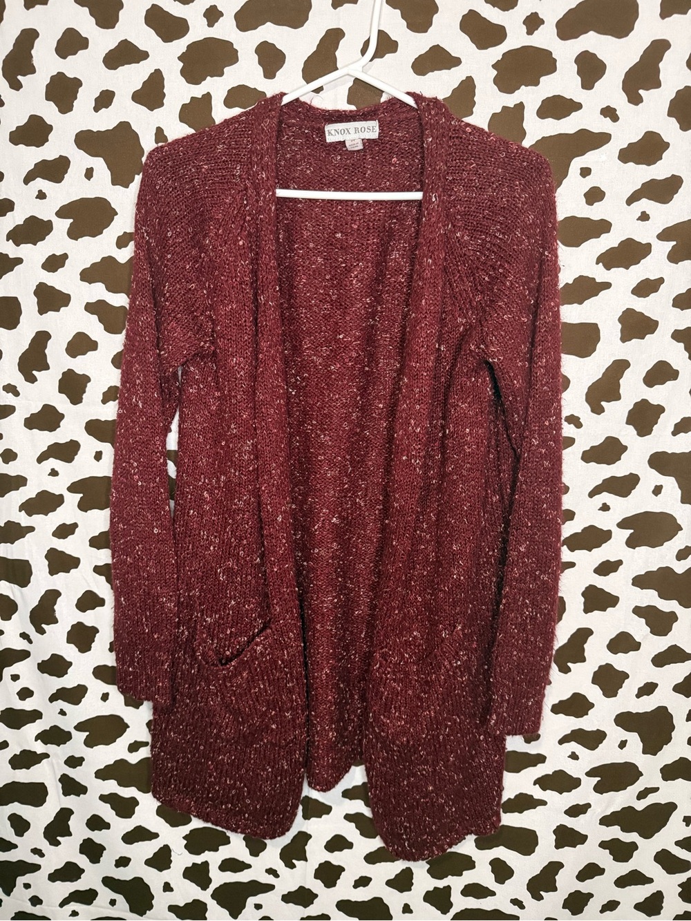 Knox Rose Marled Wine Open-Front Cardigan